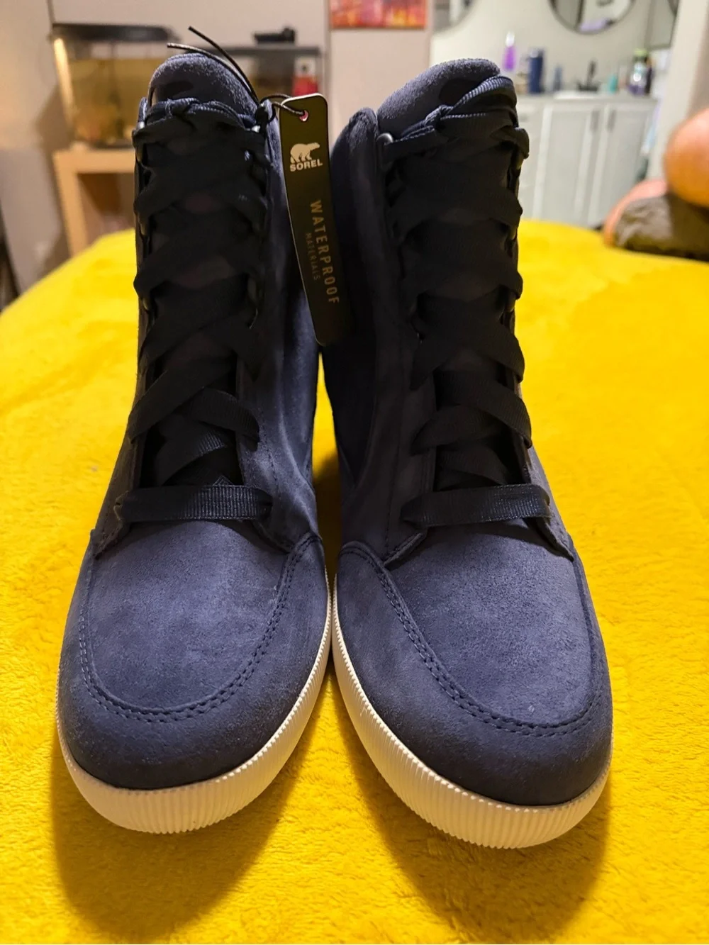 Sorel Navy Blue Wedge High-Top Sneakers